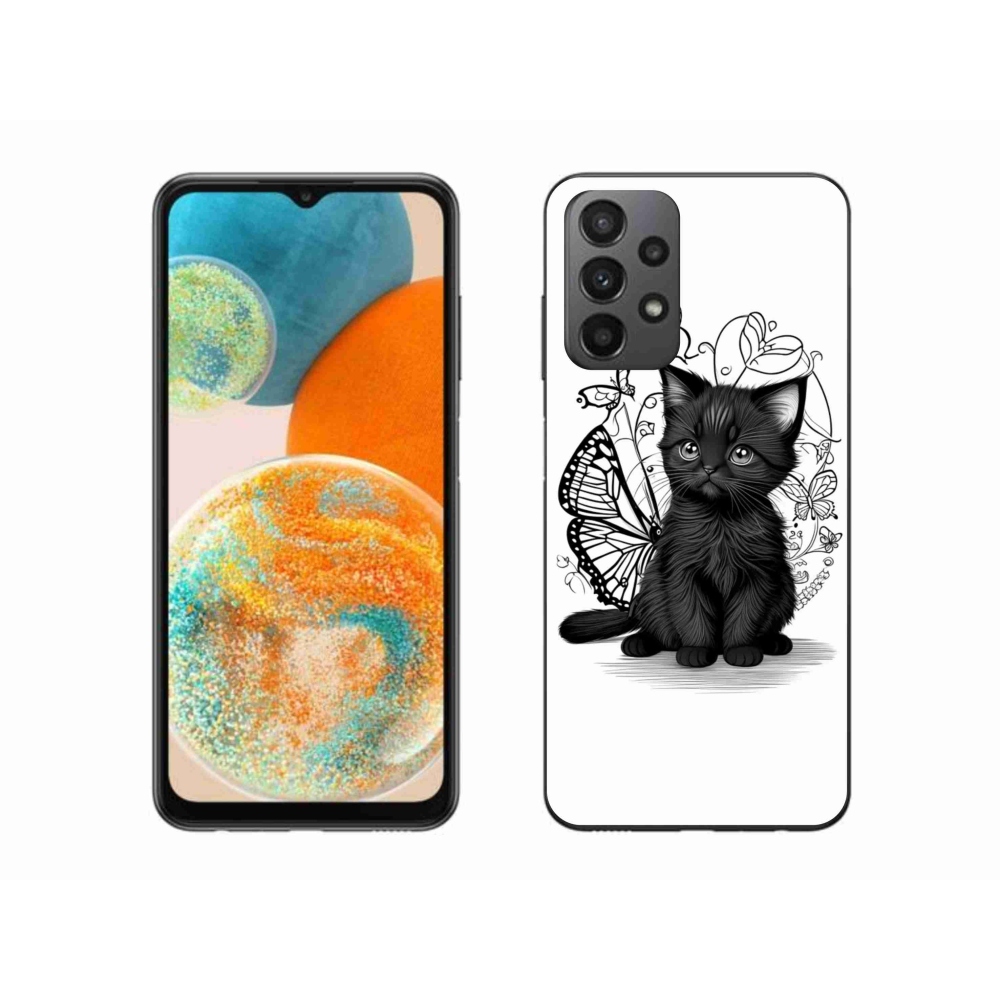 Gelový kryt mmCase na Samsung Galaxy A23 4G/5G - černé kotě