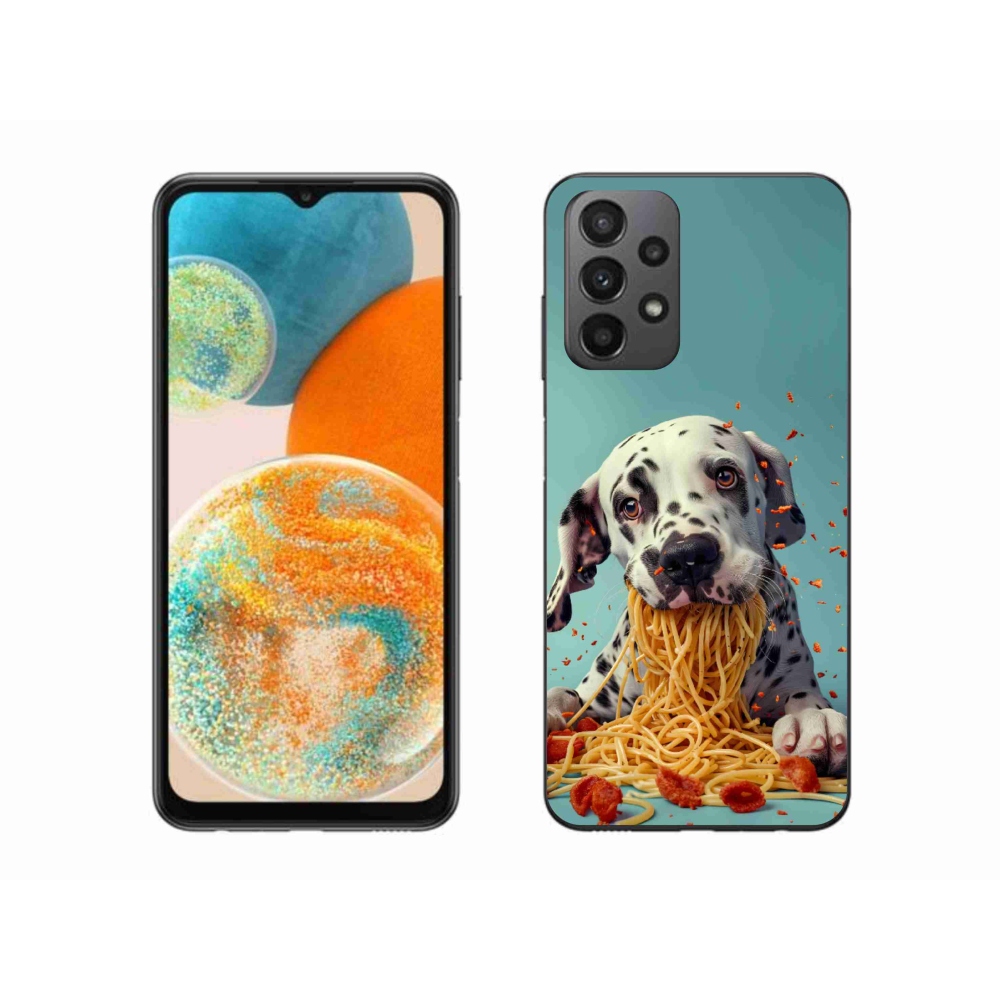 Gelový kryt mmCase na Samsung Galaxy A23 4G/5G - dalmatin a špagety
