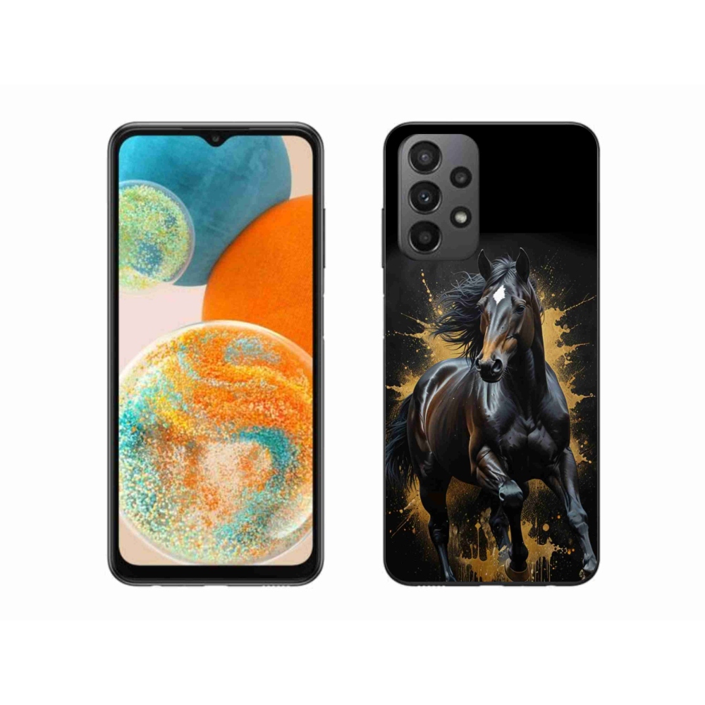 Gelový kryt mmCase na Samsung Galaxy A23 4G/5G - elegantní černý hřebec