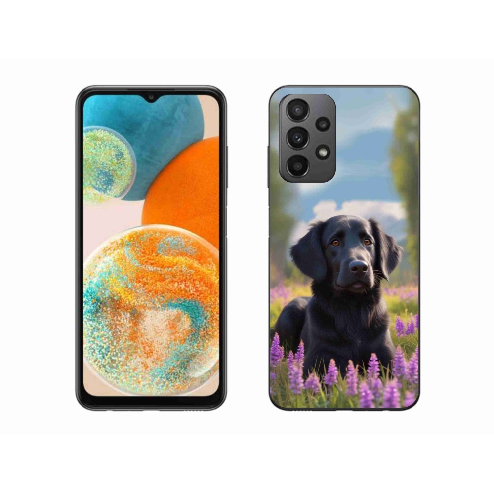 Gelový kryt mmCase na Samsung Galaxy A23 4G/5G - elegantní černý retrívr