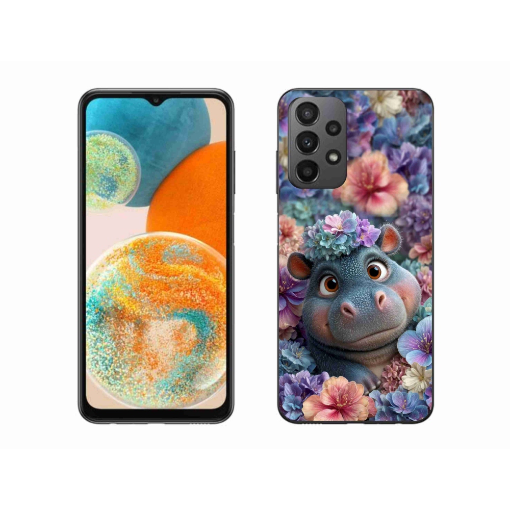 Gelový kryt mmCase na Samsung Galaxy A23 4G/5G - hrošík v květinách