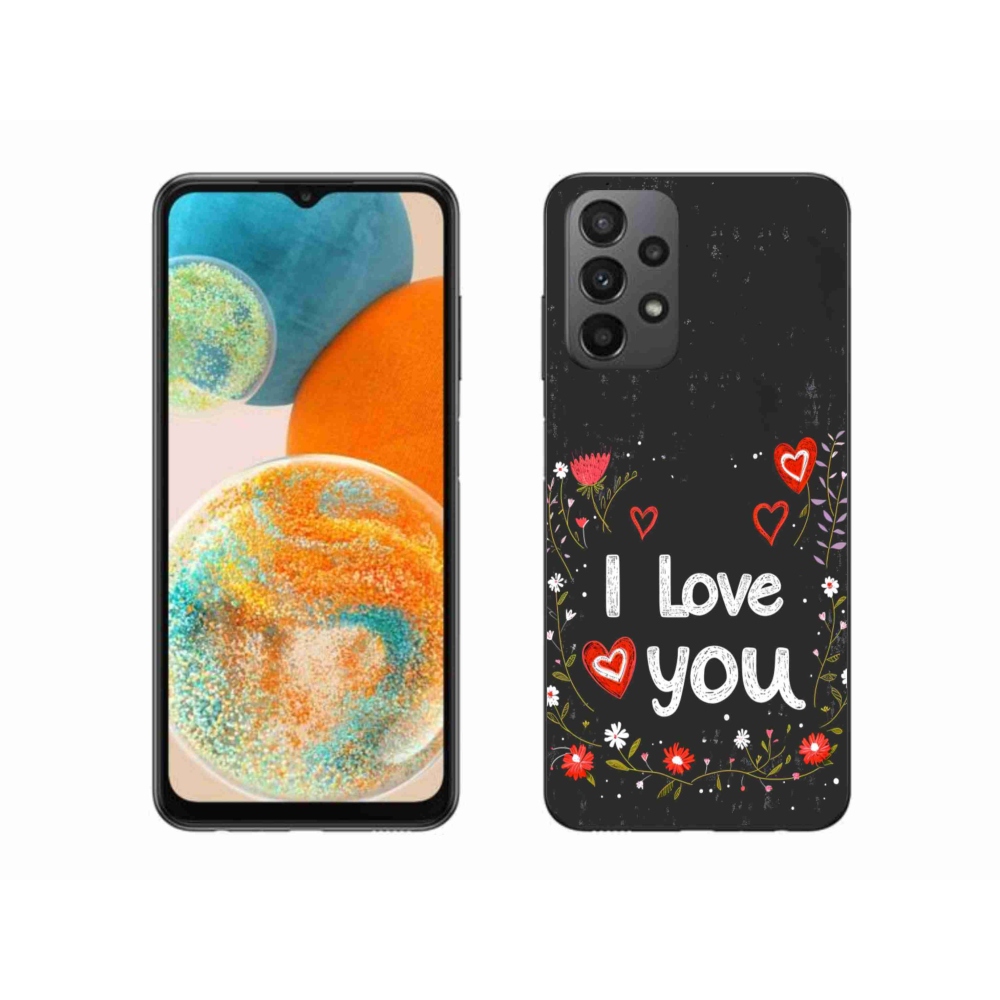 Gelový kryt mmCase na Samsung Galaxy A23 4G/5G - I love you černé pozadí