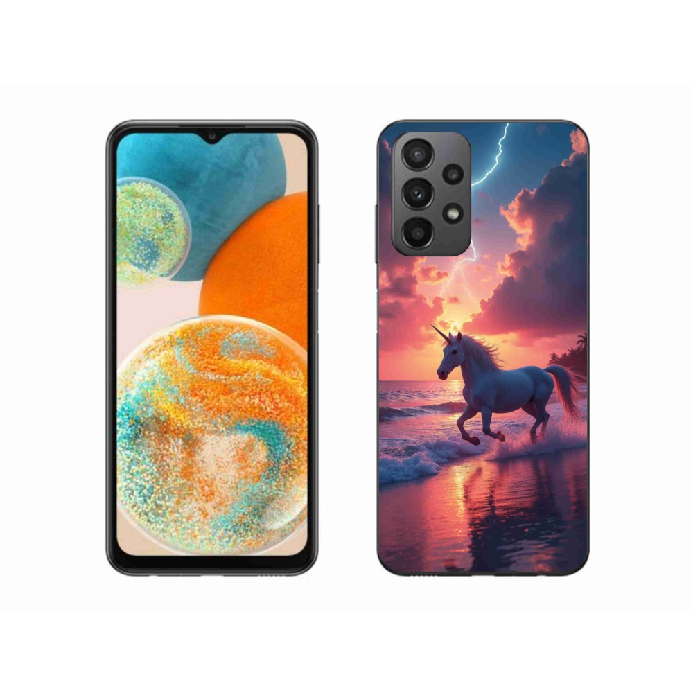 Gelový kryt mmCase na Samsung Galaxy A23 4G/5G - jednorožec na pláži