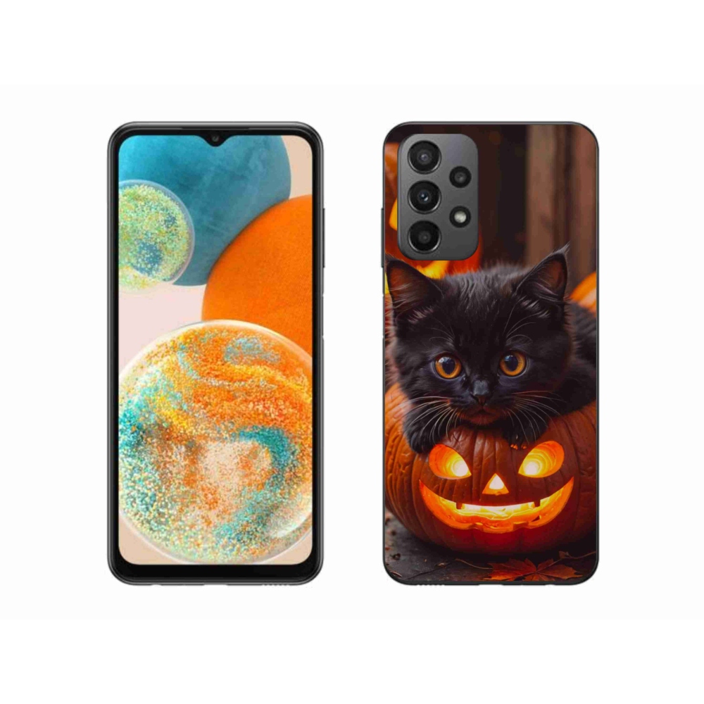 Gelový kryt mmCase na Samsung Galaxy A23 4G/5G - kotě a dýně