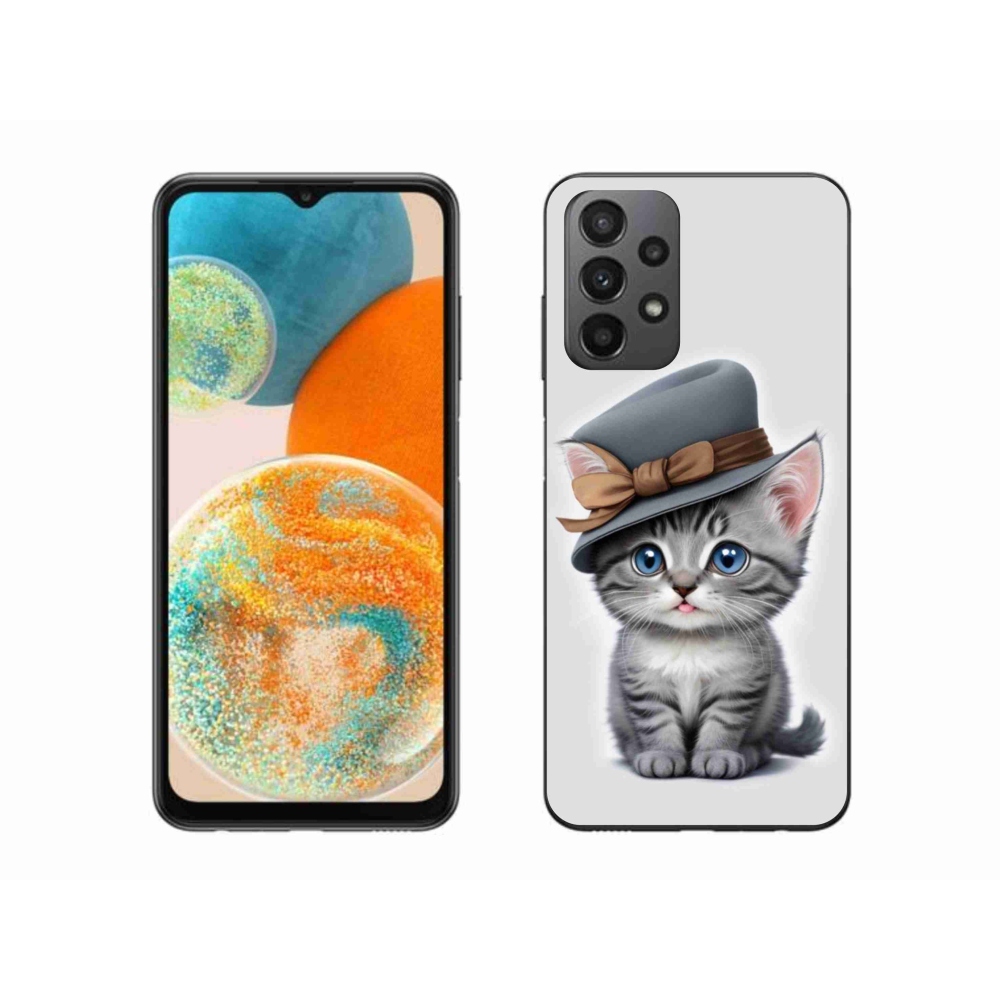 Gelový kryt mmCase na Samsung Galaxy A23 4G/5G - kotě s kloboukem