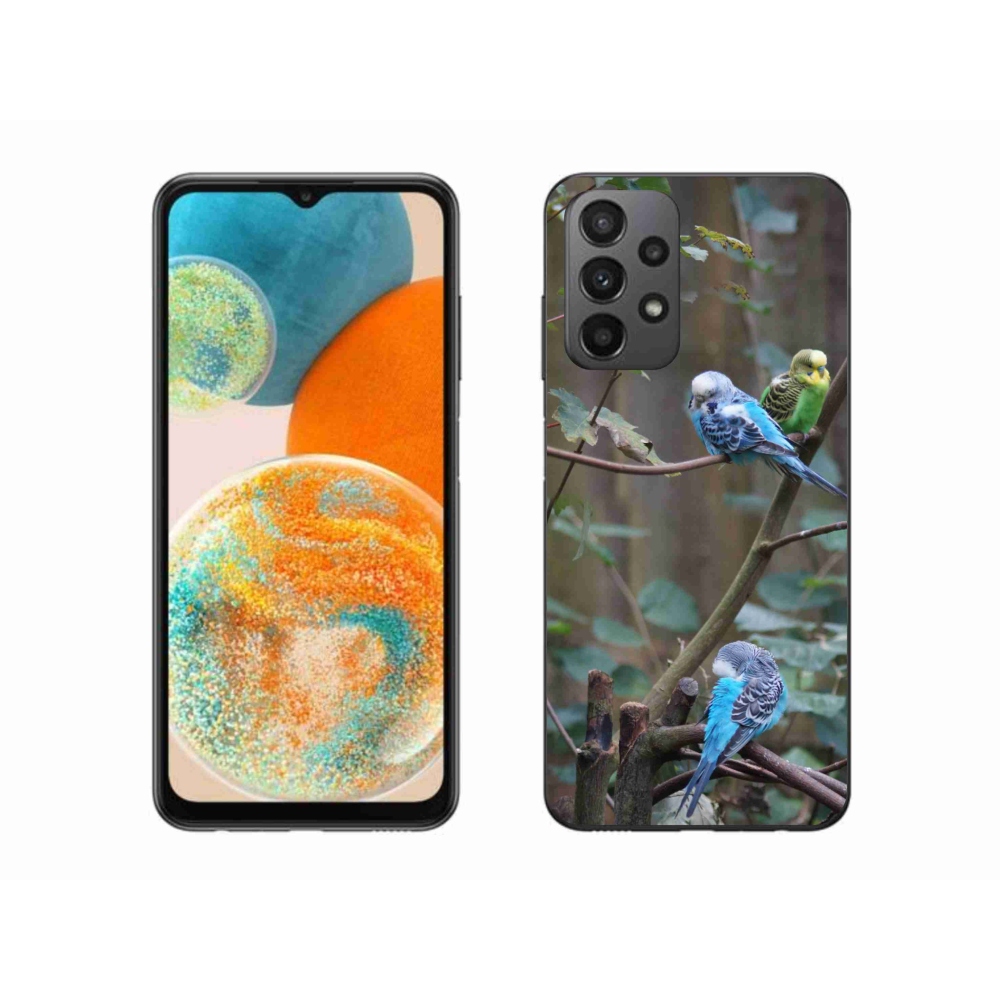 Gelový kryt mmCase na Samsung Galaxy A23 4G/5G - papoušci na větvi