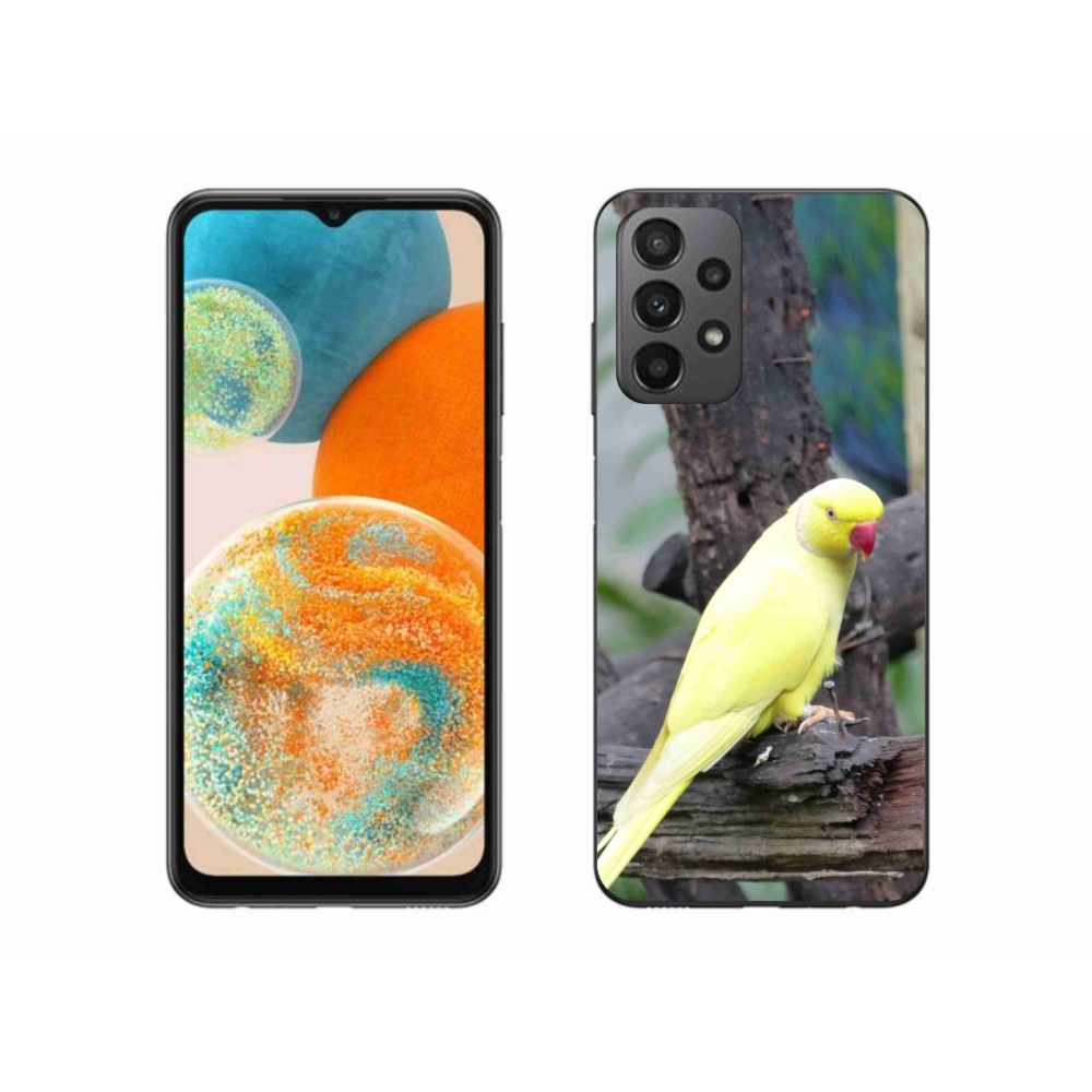 Gelový kryt mmCase na Samsung Galaxy A23 4G/5G - papoušek alexandr žlutý
