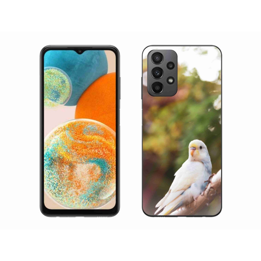 Gelový kryt mmCase na Samsung Galaxy A23 4G/5G - papoušek andulka bílá