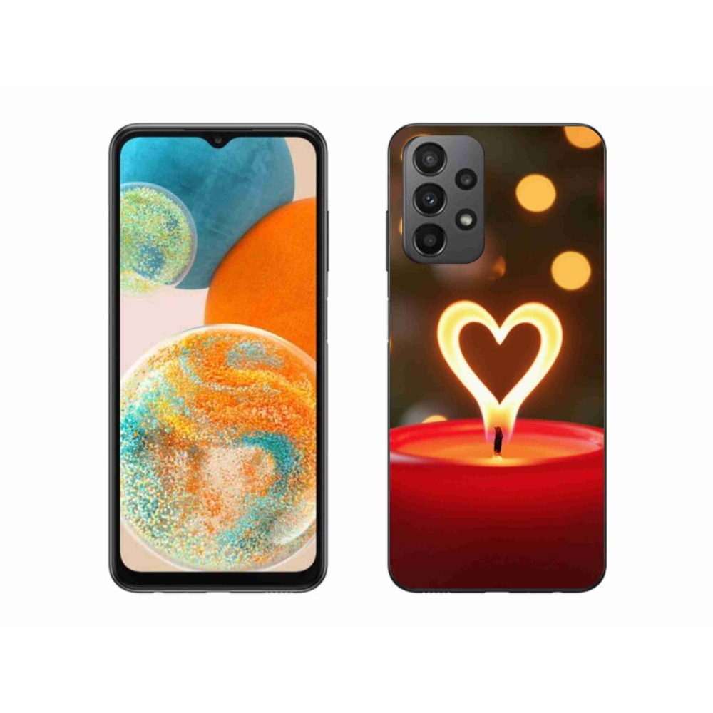 Gelový kryt mmCase na Samsung Galaxy A23 4G/5G - srdce z plamene
