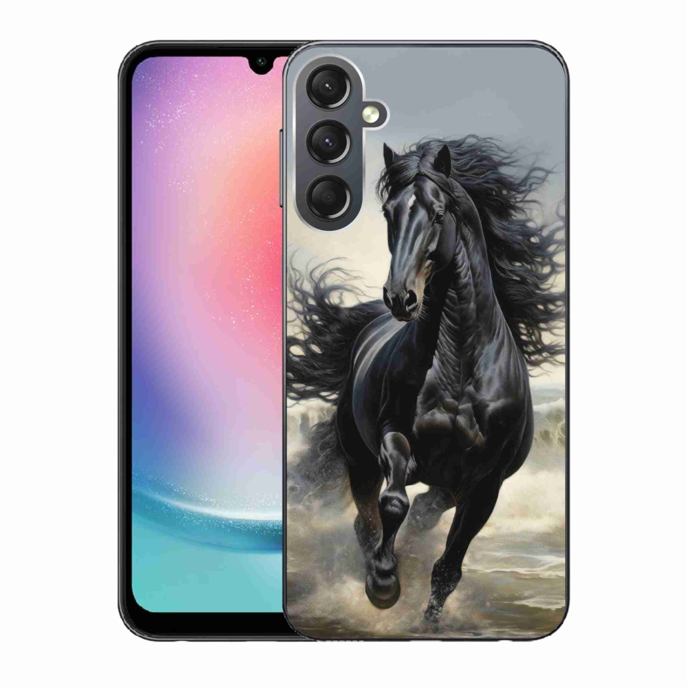 Gelový kryt mmCase na Samsung Galaxy A24 - běžící černý kůň