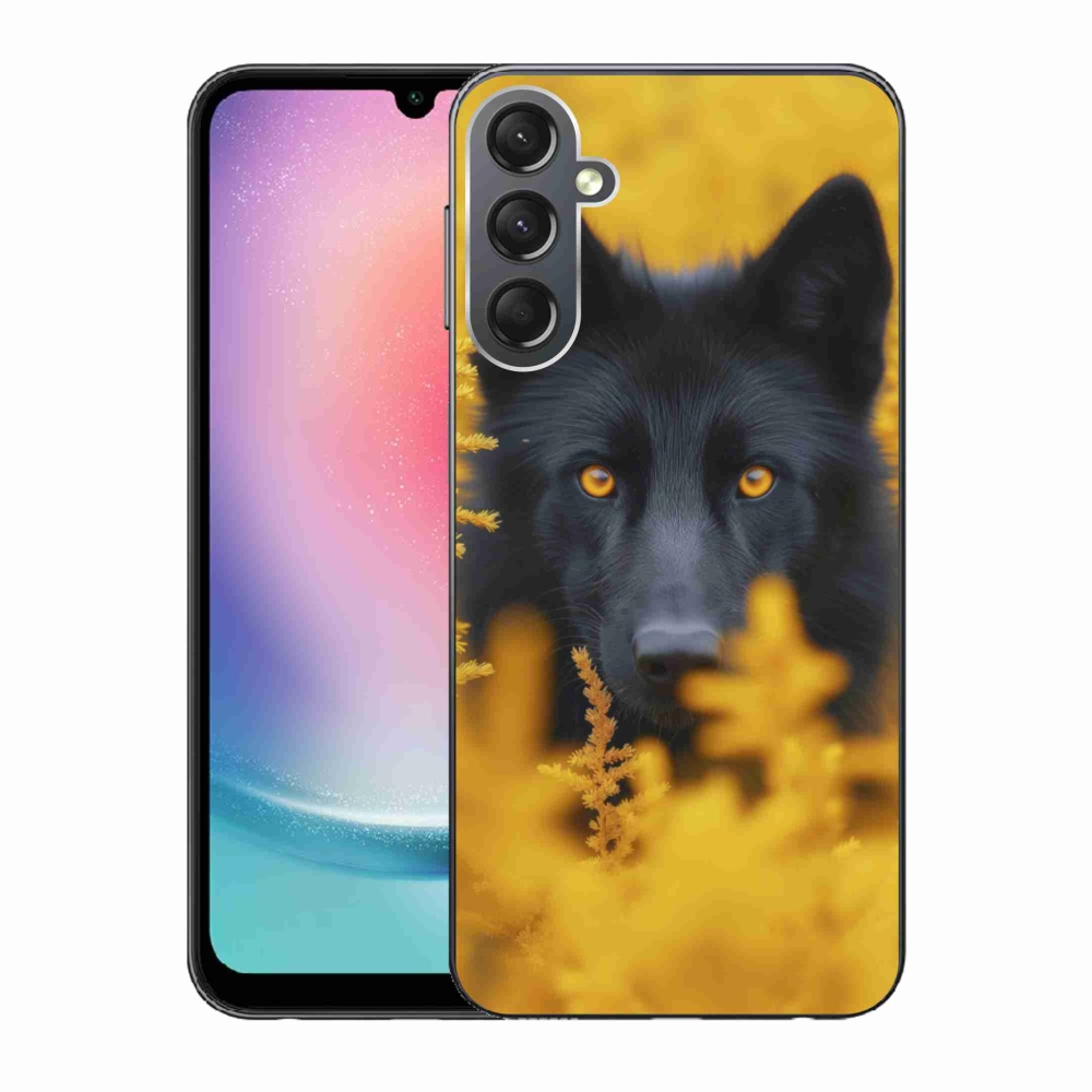 Gelový kryt mmCase na Samsung Galaxy A24 - černý vlk 2