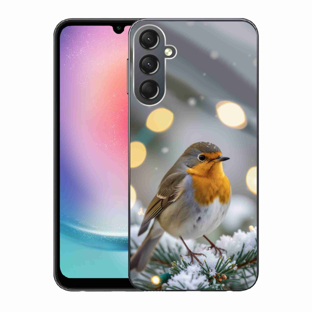 Gelový kryt mmCase na Samsung Galaxy A24 - červenka v zimě