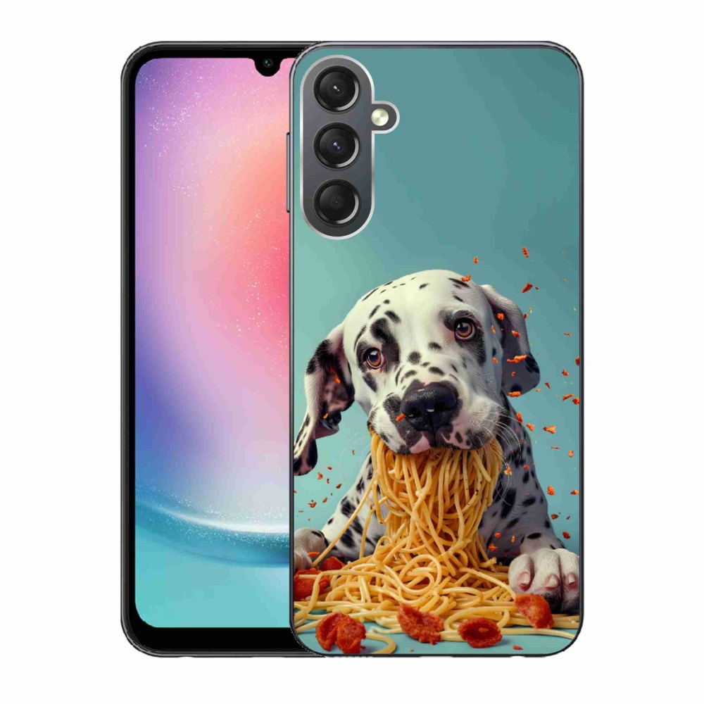 Gelový kryt mmCase na Samsung Galaxy A24 - dalmatin a špagety