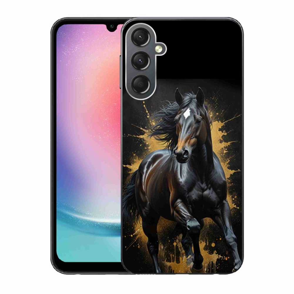 Gelový kryt mmCase na Samsung Galaxy A24 - elegantní černý hřebec