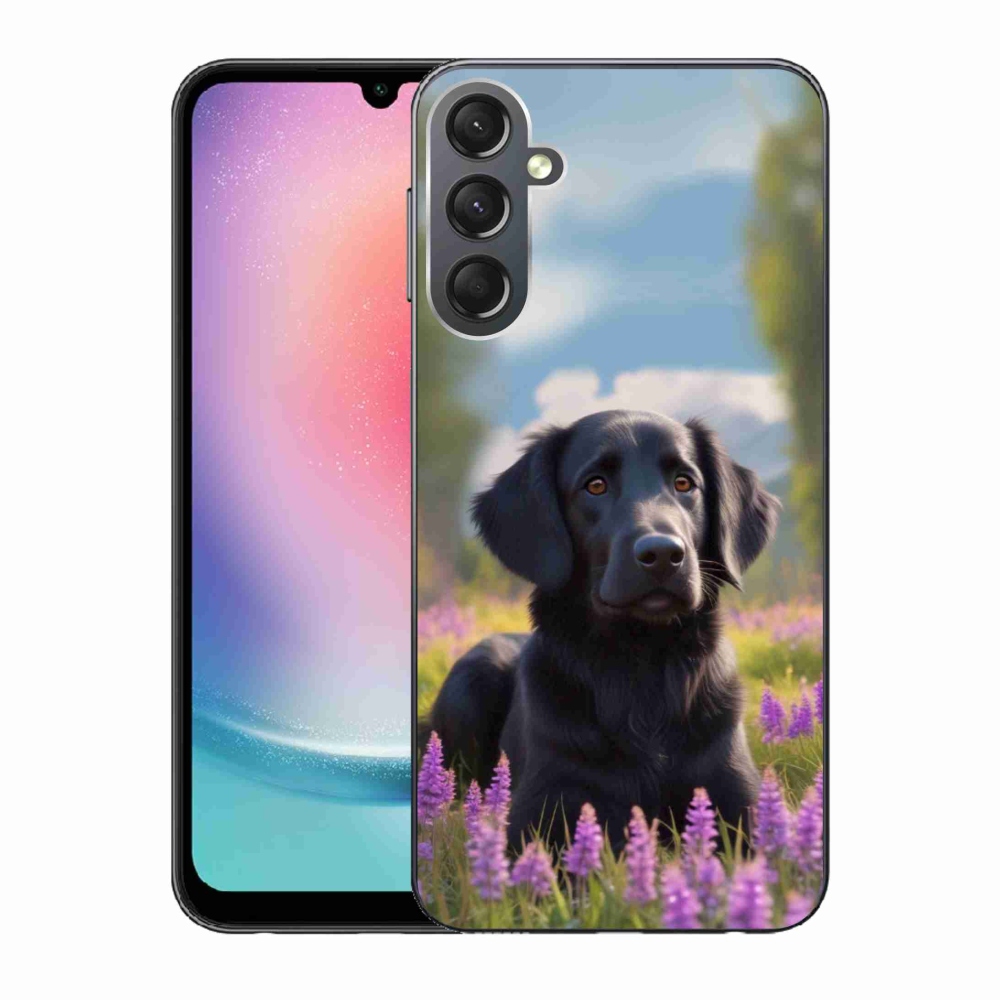 Gelový kryt mmCase na Samsung Galaxy A24 - elegantní černý retrívr