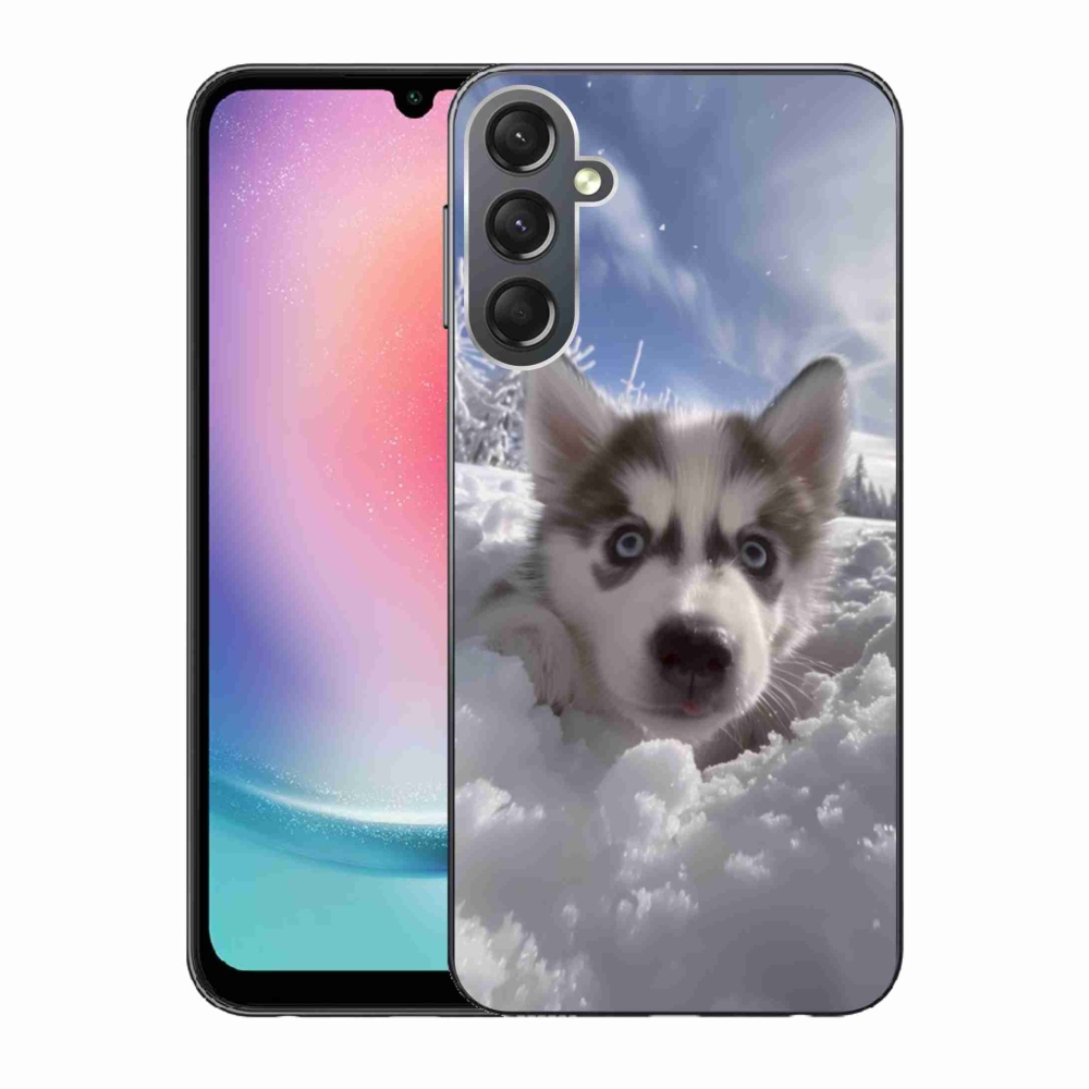 Gelový kryt mmCase na Samsung Galaxy A24 - husky ve sněhu