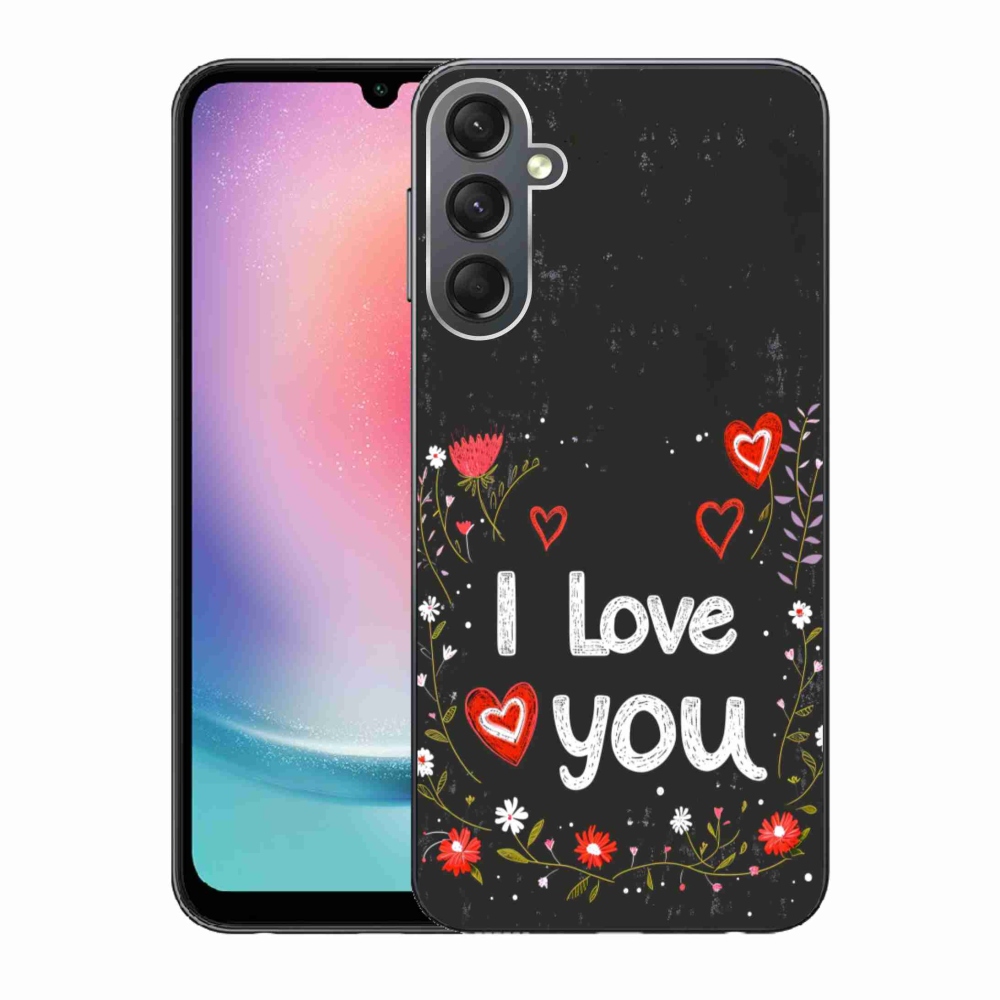 Gelový kryt mmCase na Samsung Galaxy A24 - I love you černé pozadí