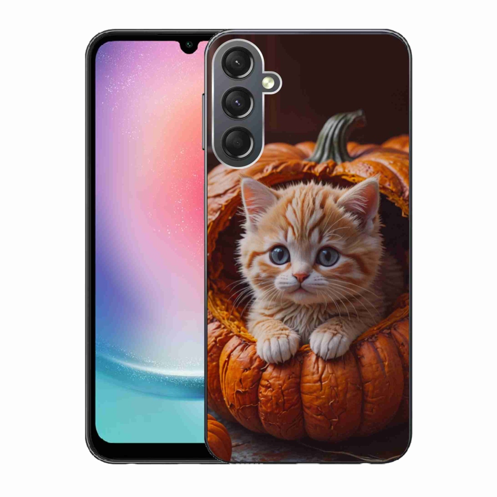 Gelový kryt mmCase na Samsung Galaxy A24 - kotě a dýně 2