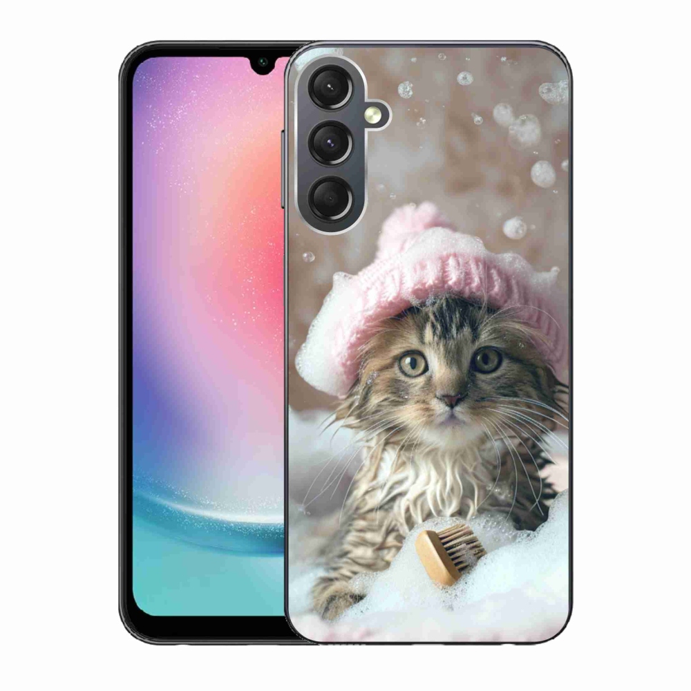 Gelový kryt mmCase na Samsung Galaxy A24 - kotě a koupel