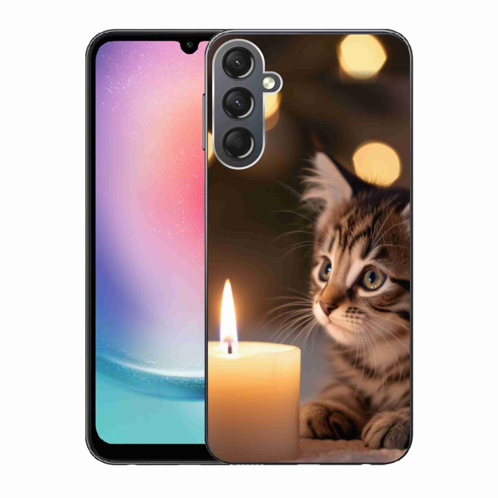 Gelový kryt mmCase na Samsung Galaxy A24 - kotě a svíčka
