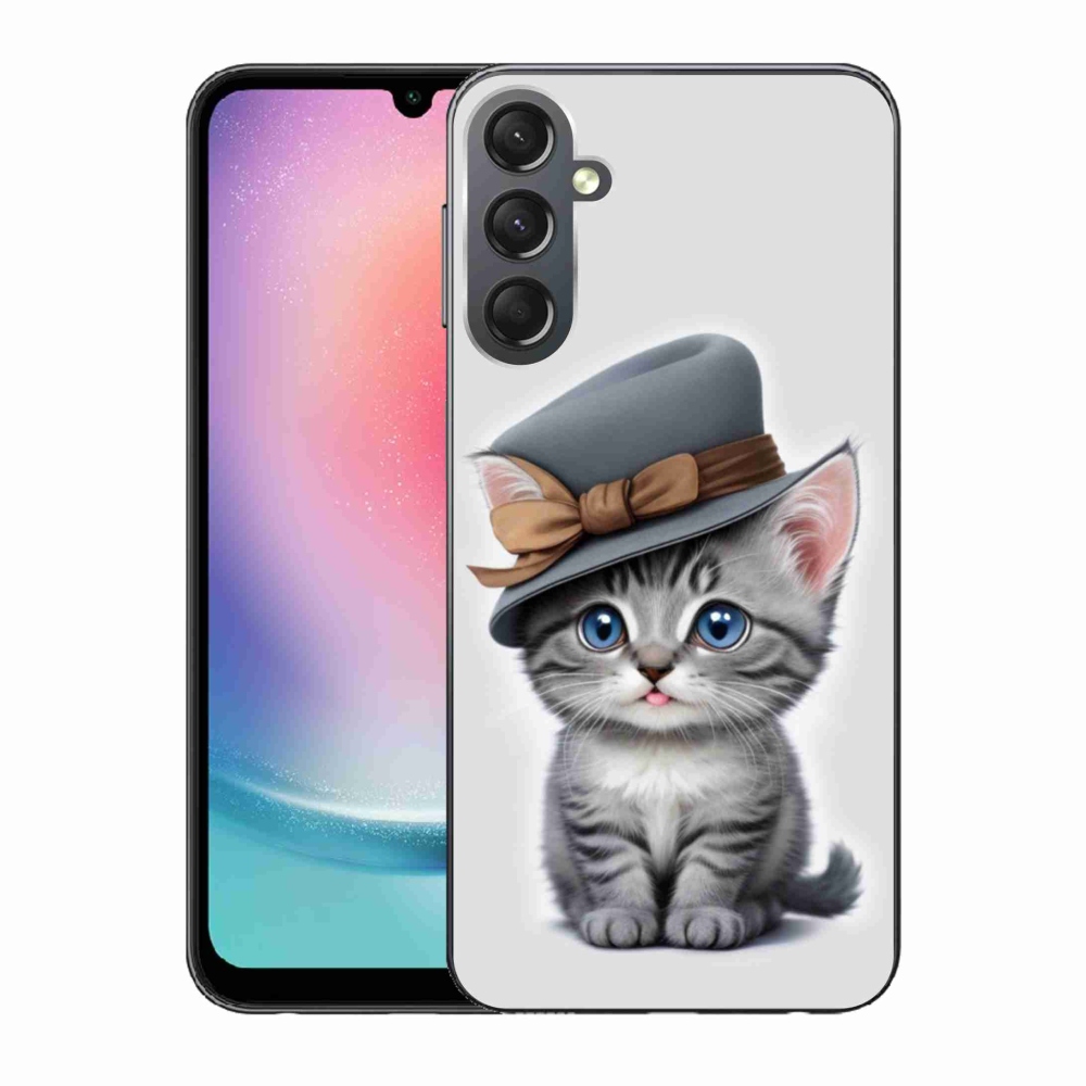 Gelový kryt mmCase na Samsung Galaxy A24 - kotě s kloboukem
