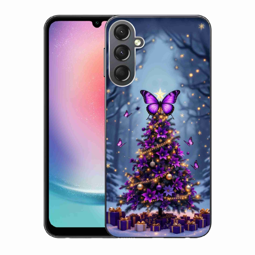 Gelový kryt mmCase na Samsung Galaxy A24 - motýlí vánoční stromek