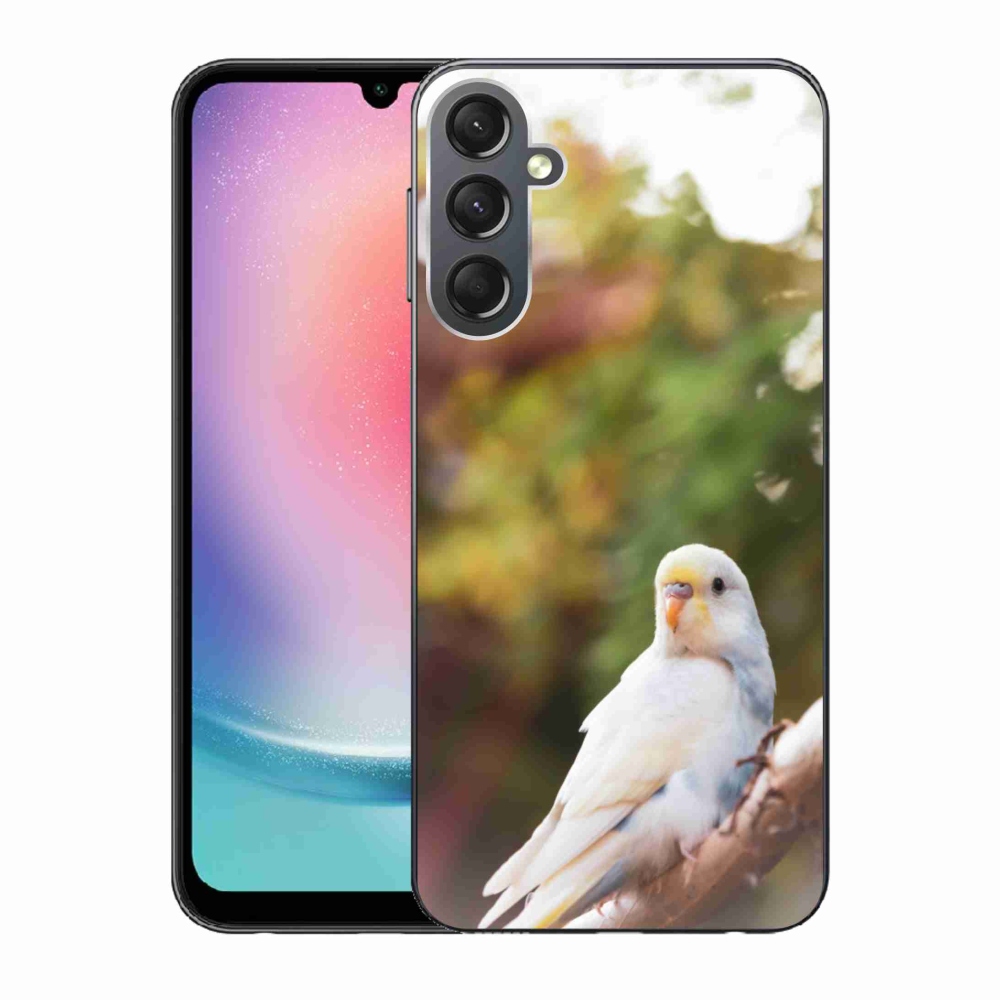 Gelový kryt mmCase na Samsung Galaxy A24 - papoušek andulka bílá