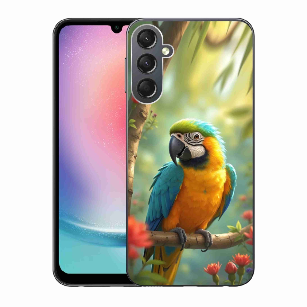Gelový kryt mmCase na Samsung Galaxy A24 - papoušek ara modrožlutá