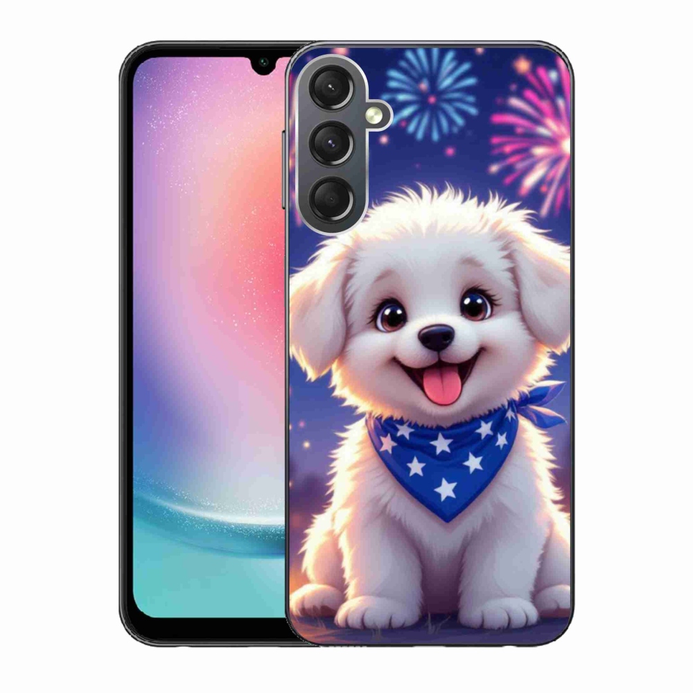 Gelový kryt mmCase na Samsung Galaxy A24 - slavnostní štěně