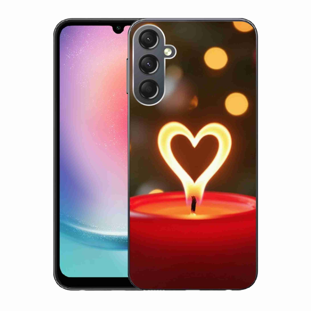 Gelový kryt mmCase na Samsung Galaxy A24 - srdce z plamene