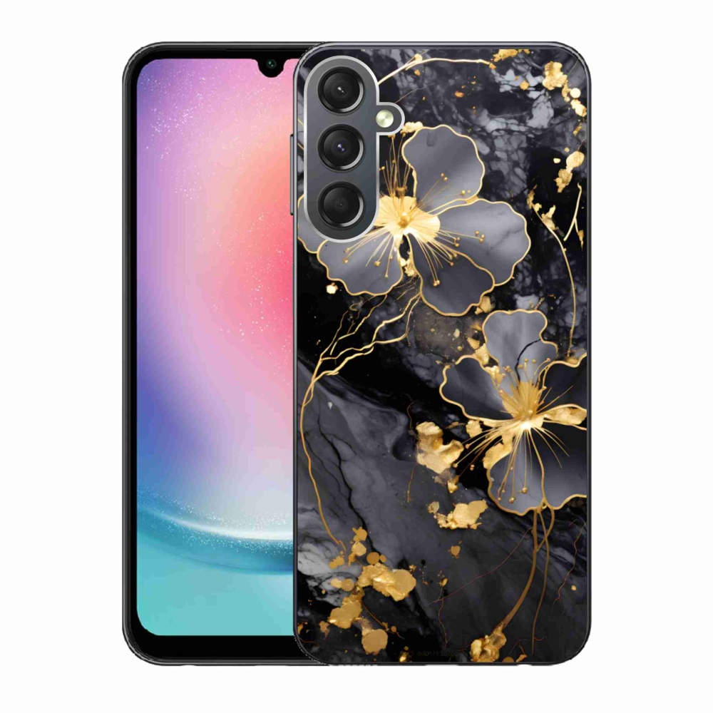 Gelový kryt mmCase na Samsung Galaxy A24 - zlaté květy