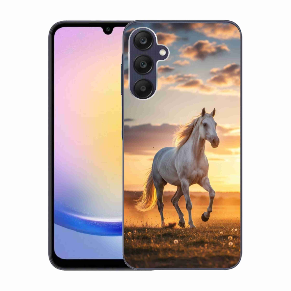 Gelový kryt mmCase na Samsung Galaxy A25 5G - běžící bílý kůň 2