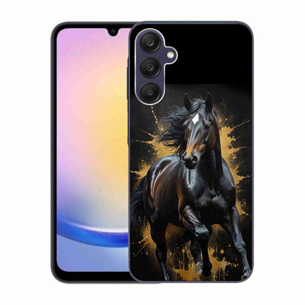 Gelový kryt mmCase na Samsung Galaxy A25 5G - elegantní černý hřebec