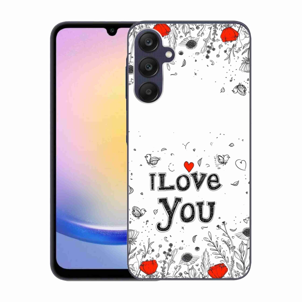 Gelový kryt mmCase na Samsung Galaxy A25 5G - I love you bílé pozadí