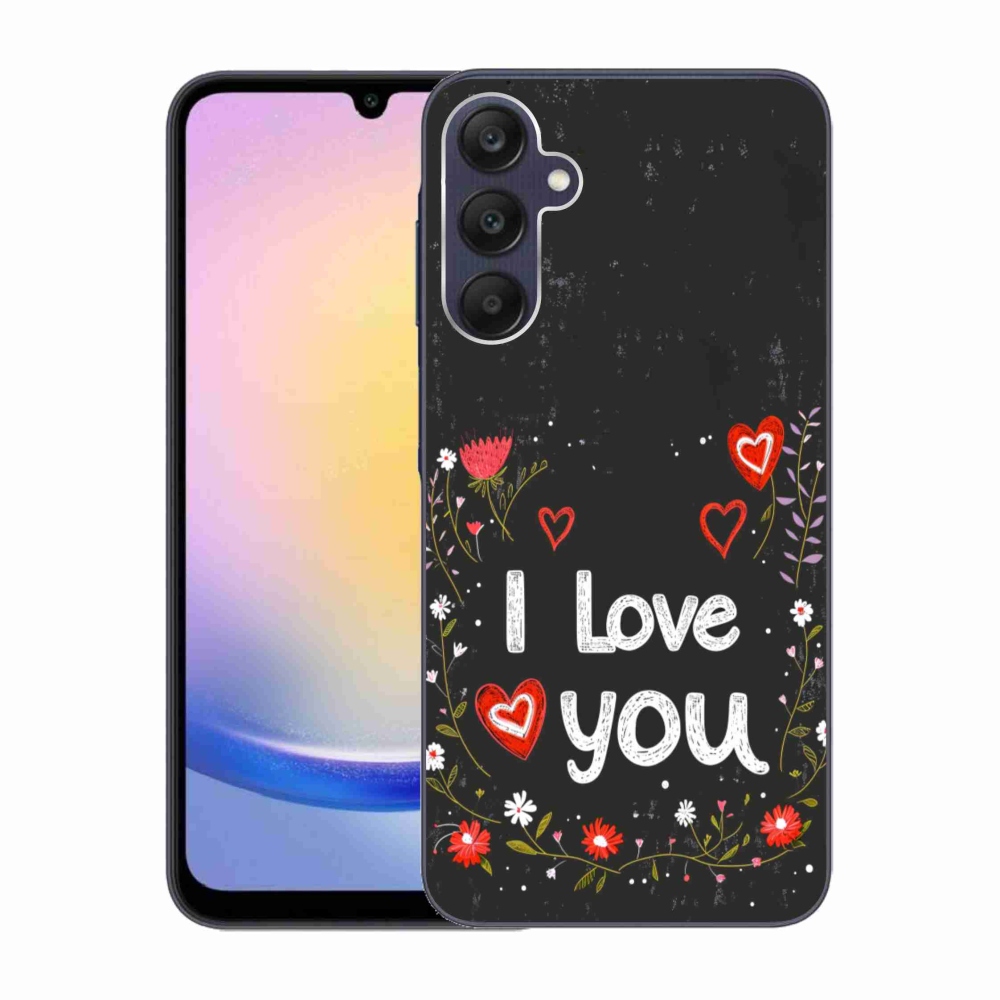 Gelový kryt mmCase na Samsung Galaxy A25 5G - I love you černé pozadí