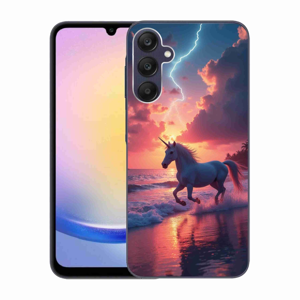 Gelový kryt mmCase na Samsung Galaxy A25 5G - jednorožec na pláži