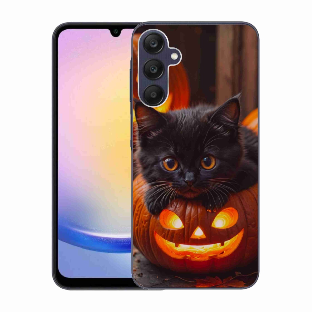 Gelový kryt mmCase na Samsung Galaxy A25 5G - kotě a dýně