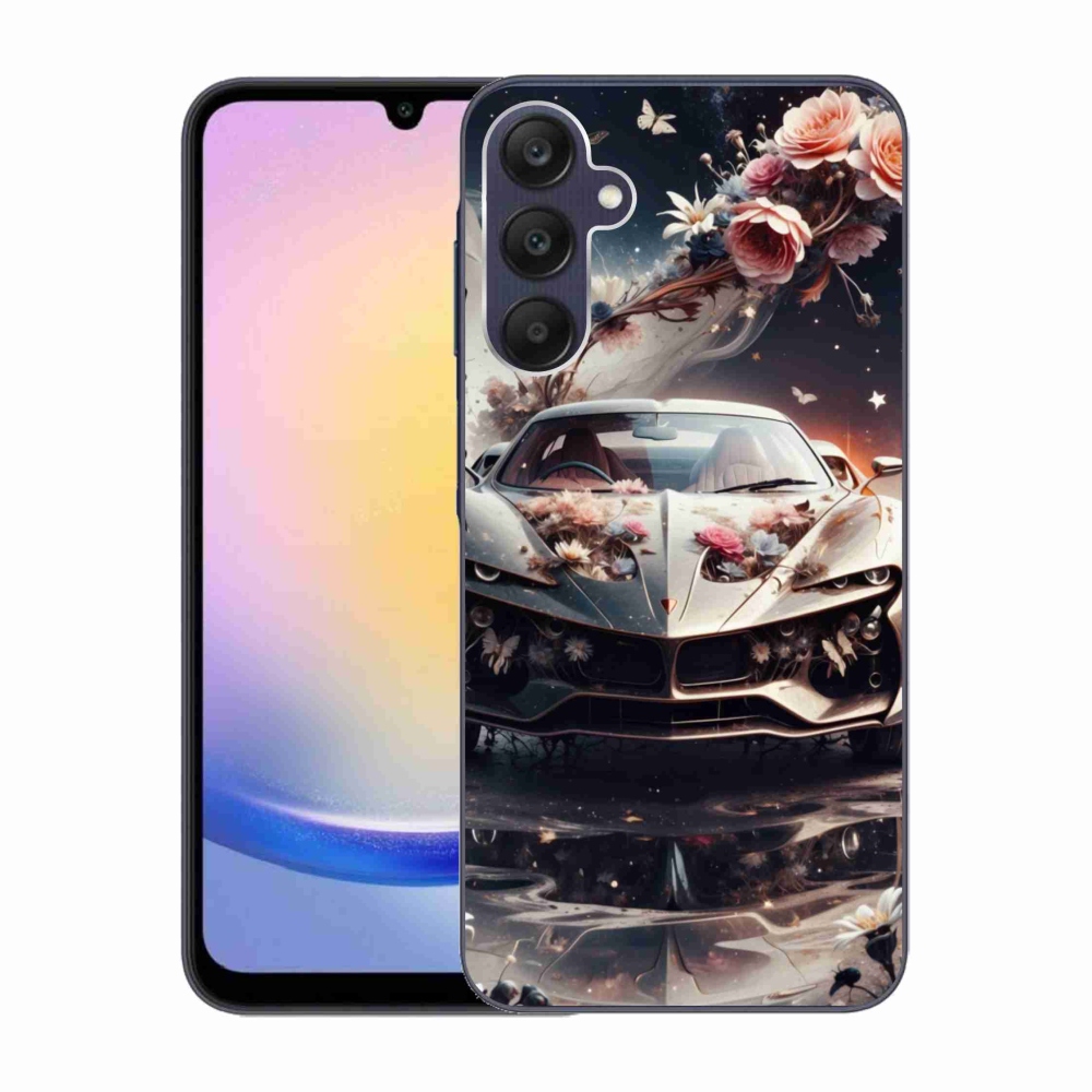 Gelový kryt mmCase na Samsung Galaxy A25 5G - květinový sportovní vůz
