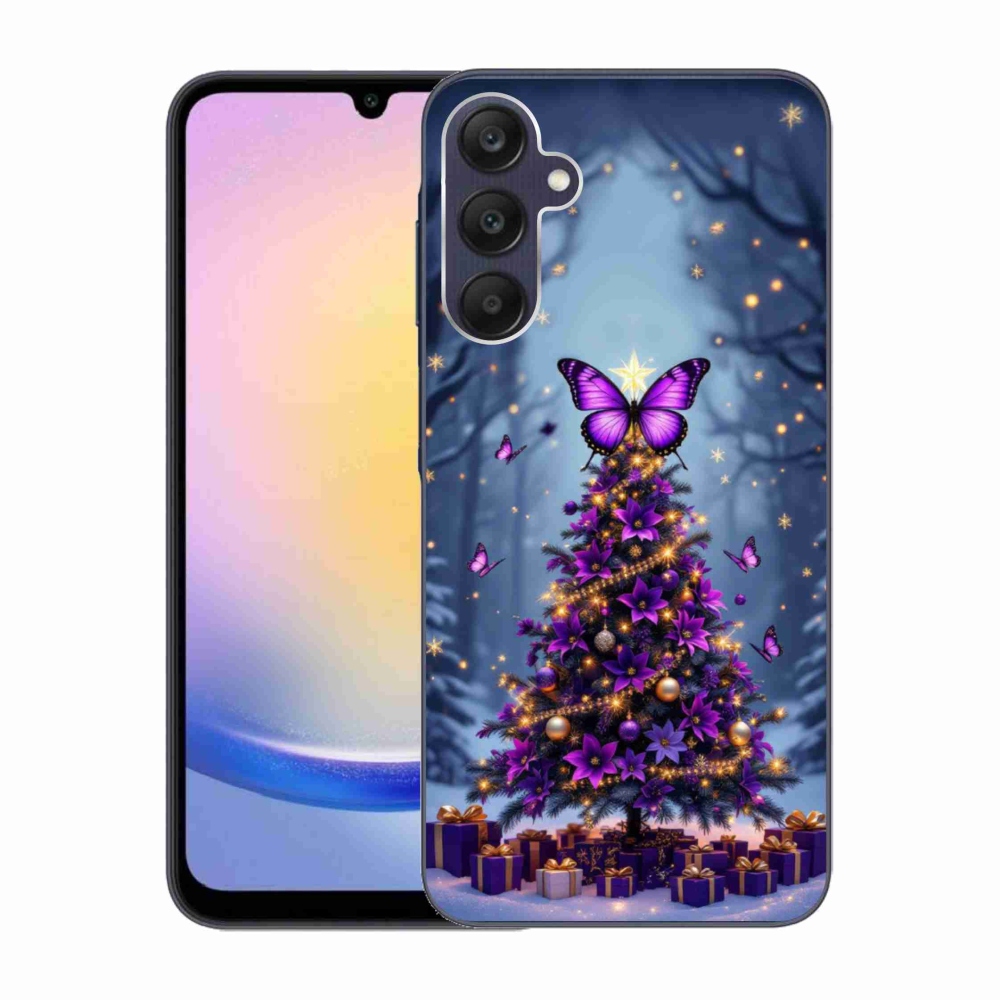 Gelový kryt mmCase na Samsung Galaxy A25 5G - motýlí vánoční stromek