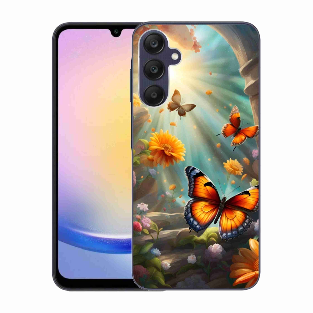 Gelový kryt mmCase na Samsung Galaxy A25 5G - motýlí zahrada 2
