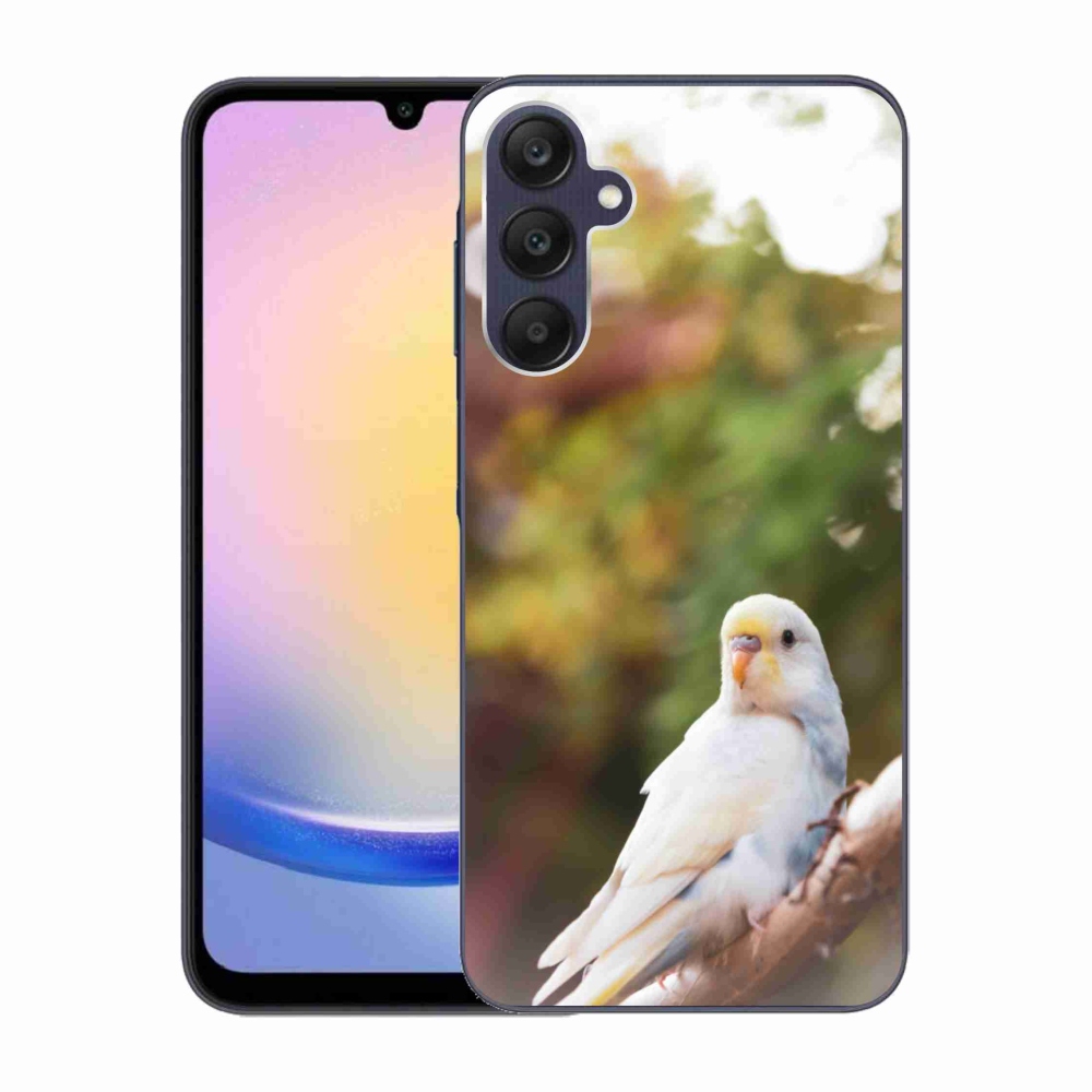 Gelový kryt mmCase na Samsung Galaxy A25 5G - papoušek andulka bílá