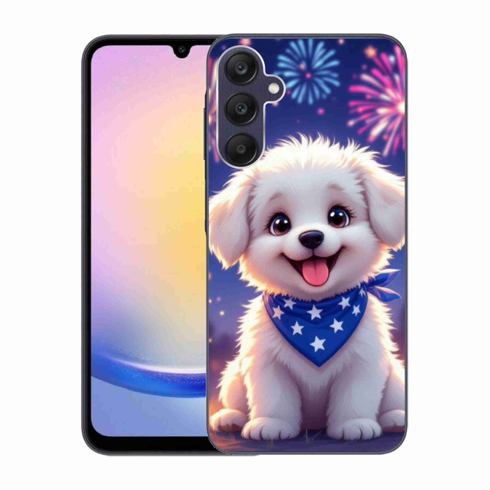 Gelový kryt mmCase na Samsung Galaxy A25 5G - slavnostní štěně