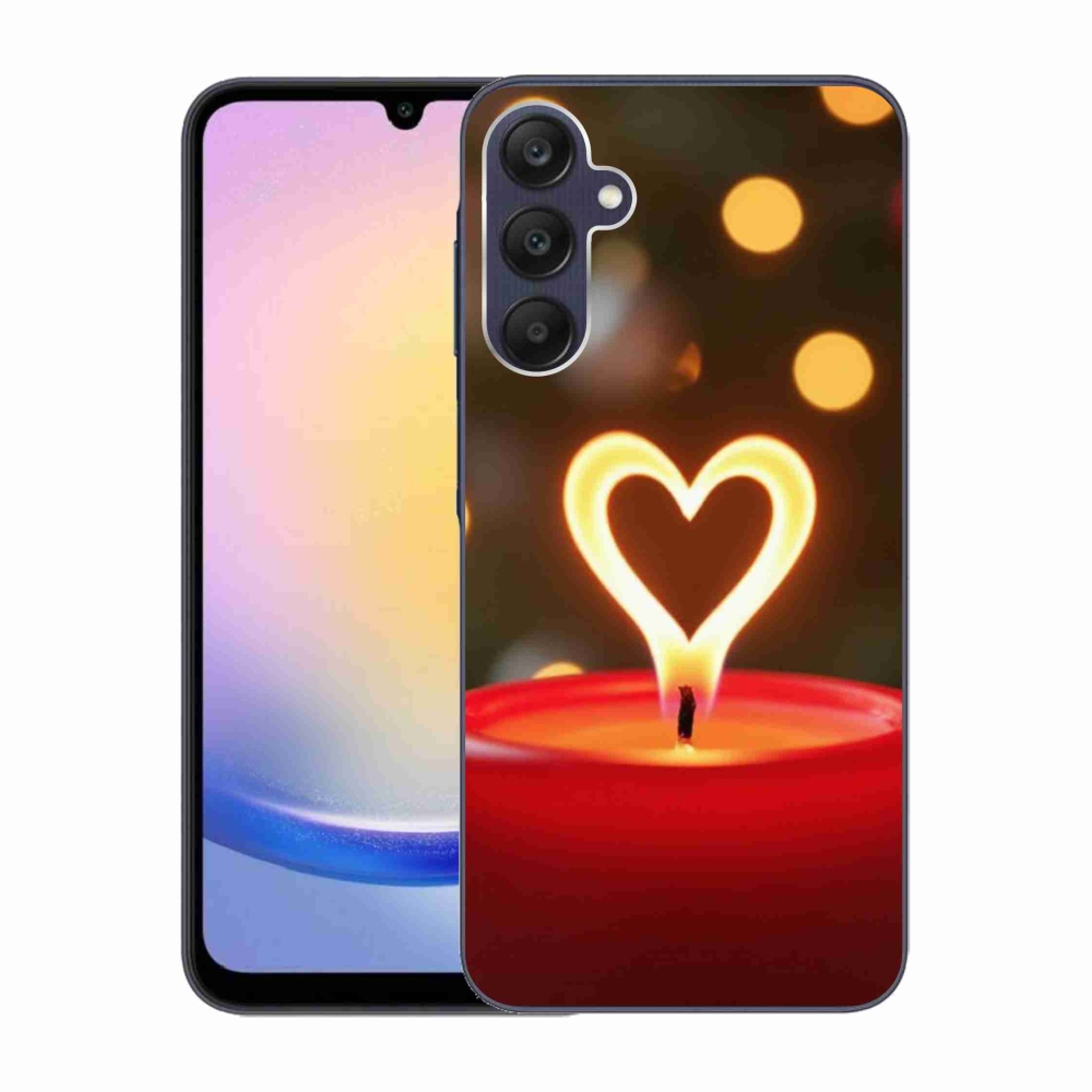 Gelový kryt mmCase na Samsung Galaxy A25 5G - srdce z plamene