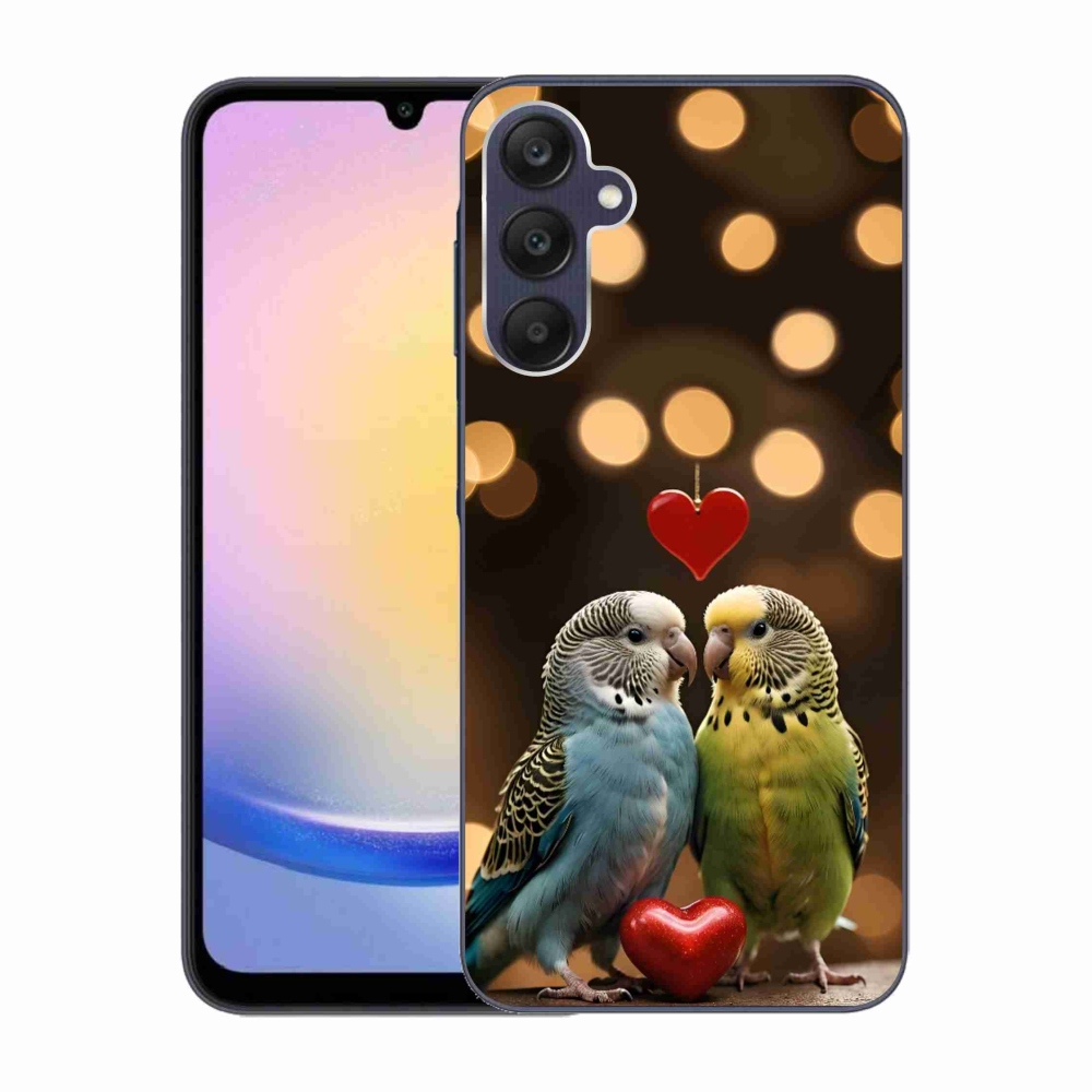 Gelový kryt mmCase na Samsung Galaxy A25 5G - zamilovaní papoušci
