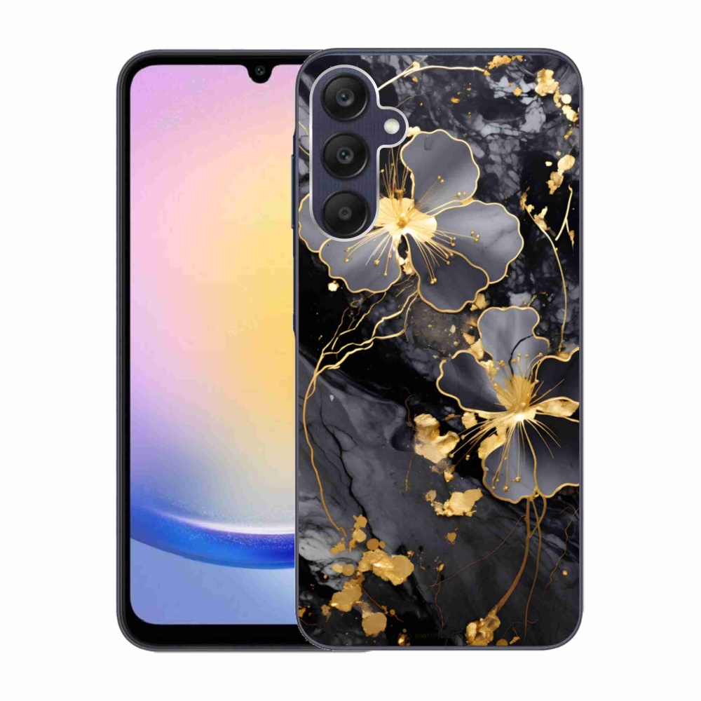Gelový kryt mmCase na Samsung Galaxy A25 5G - zlaté květy