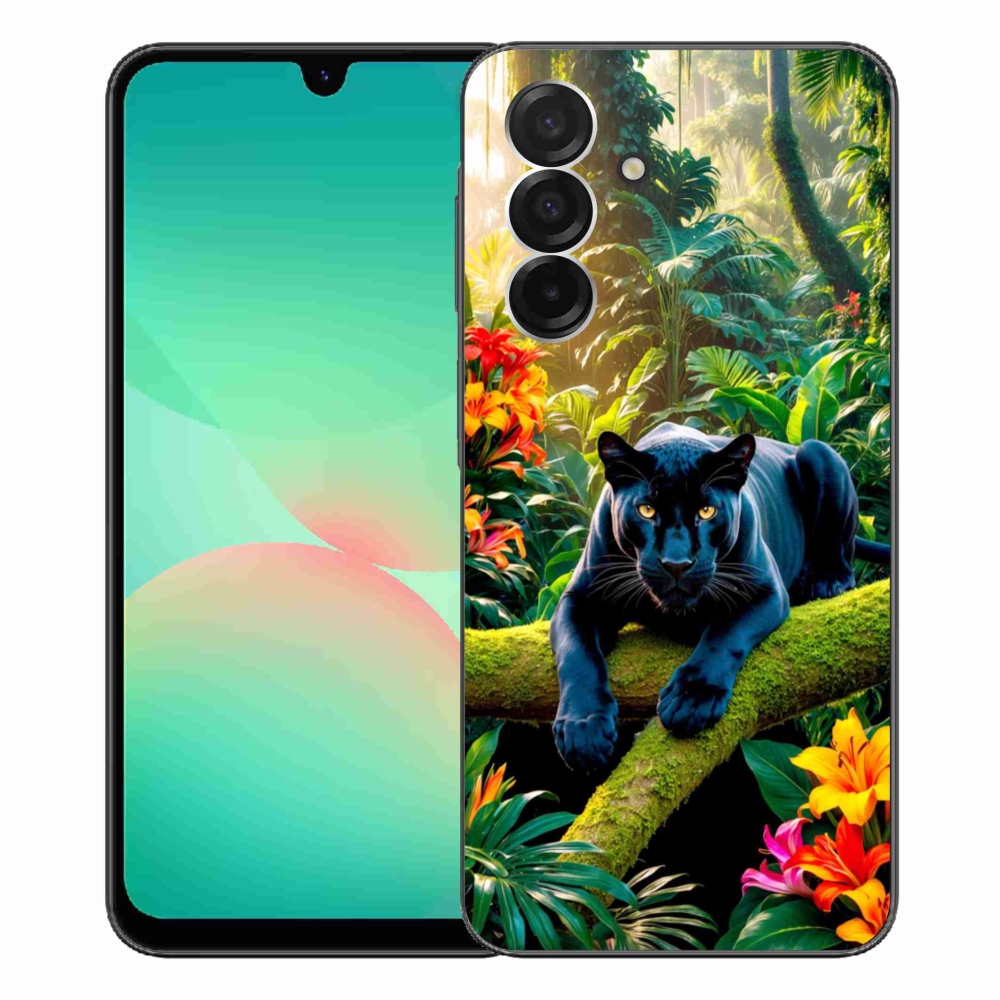 Gelový kryt mmCase na Samsung Galaxy A26 5G - černý panter v džungli