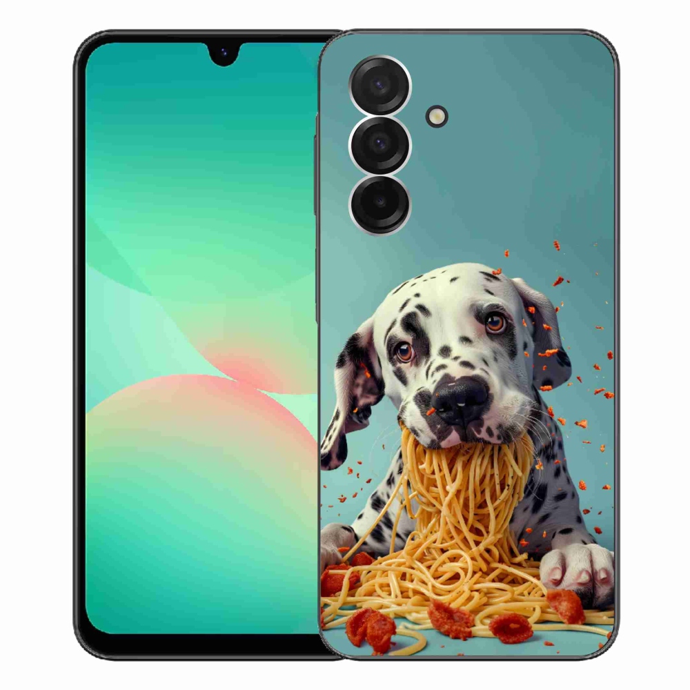 Gelový kryt mmCase na Samsung Galaxy A26 5G - dalmatin a špagety