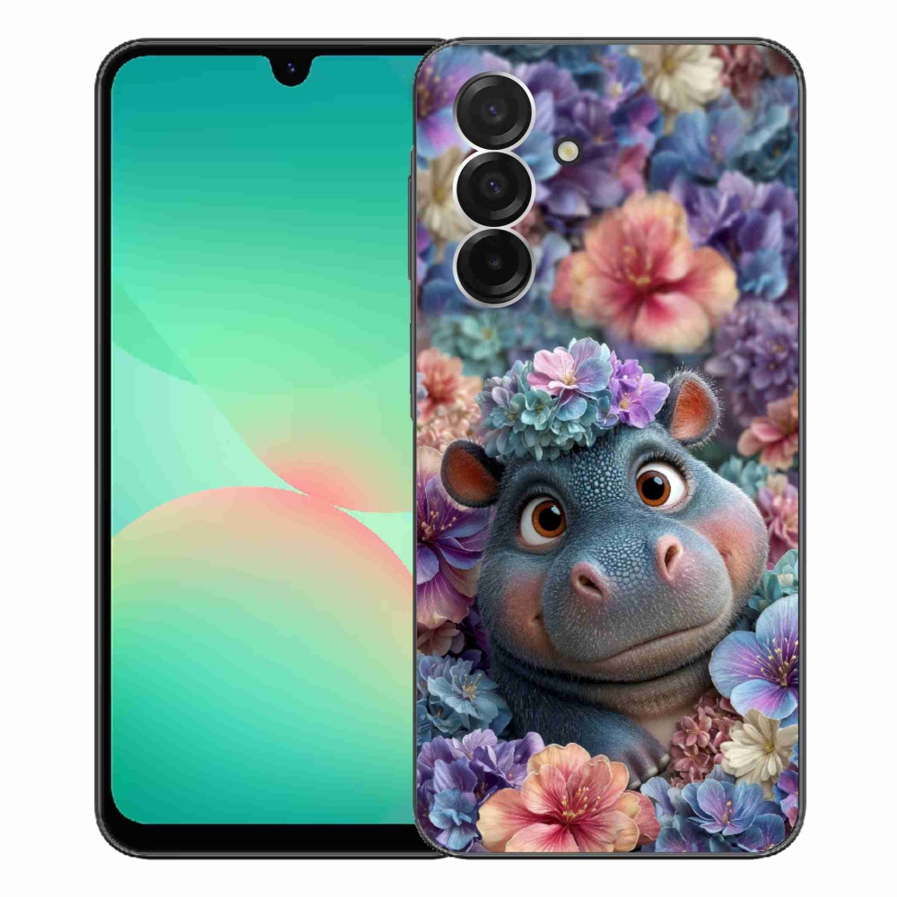 Gelový kryt mmCase na Samsung Galaxy A26 5G - hrošík v květinách
