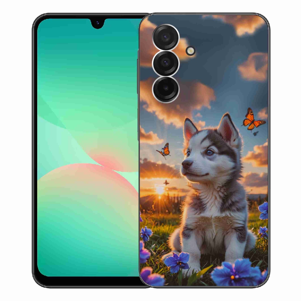 Gelový kryt mmCase na Samsung Galaxy A26 5G - husky při západu slunce
