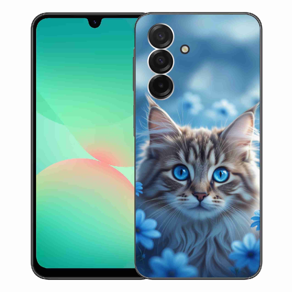 Gelový kryt mmCase na Samsung Galaxy A26 5G - koťátko v modrých květech
